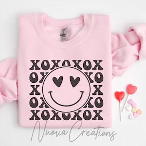 XOXO SVG, fichier numérique, fichiers coupés, svg de la Saint-Valentin, Saint-Valentin, svg smiley