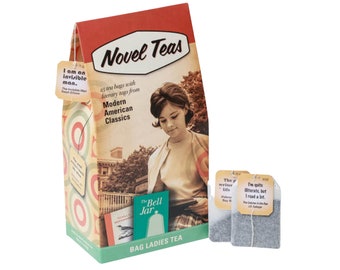 Novel Teas contains 25 teabags individually tagged with modern American book quotes, Book Lover Gift, Tea Lover Gift, Literary Tea, Book