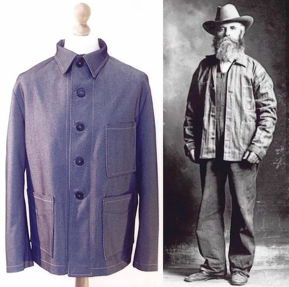 UK Victorian Men’s Clothing & Edwardian Men’s Clothes  1900s Engineer Replica Jacket $176.39 AT vintagedancer.com