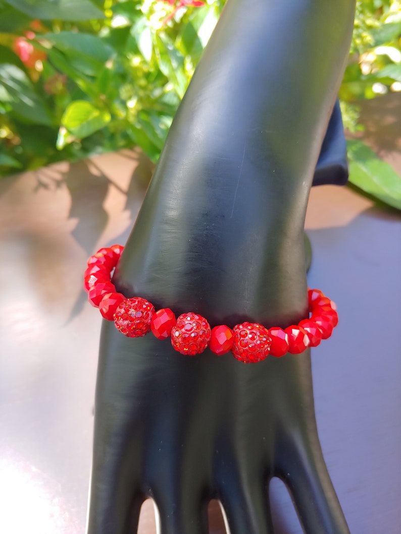 Crystal Pave and Glass Bead Stretch Bracelet Available in Various Colors for WomenRhinestone and Glass Stretch BraceletStretch Bracelet
