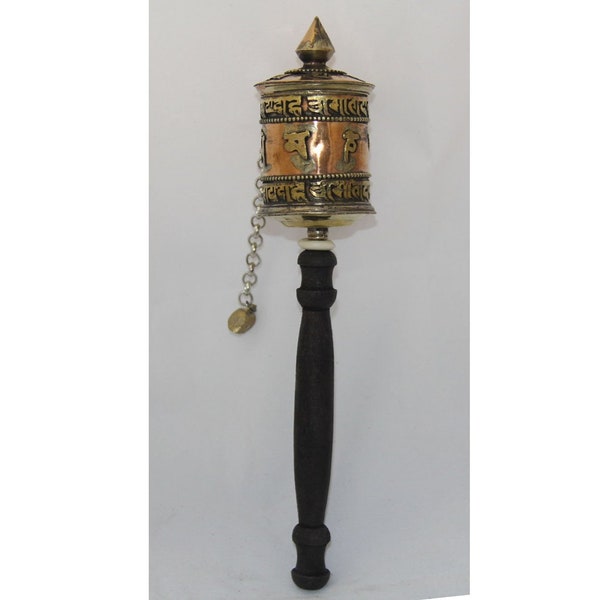 Tibetan Buddhist Handcrafted Hand Spinning Prayer Wheel Handheld ~ Nepal -HSM-7F