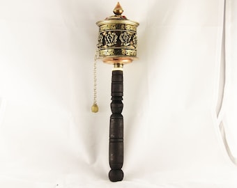 Tibetan Buddhist Handcrafted Hand Spinning Prayer Wheel Handheld ~ Nepal -HSM-5E