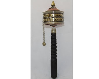 Tibetan Buddhist Handcrafted Hand Spinning Prayer Wheel Handheld ~ Nepal -HSM-3A