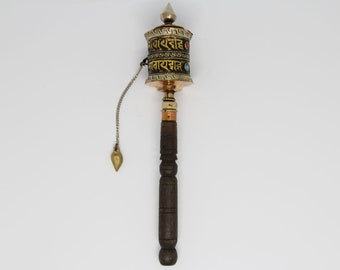 Tibetan Buddhist Handcrafted Hand Spinning Prayer Wheel Handheld ~ Nepal -HSM-7E