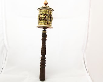 Tibetan Buddhist Handcrafted Hand Spinning Prayer Wheel Handheld ~ Nepal -HSM-5D