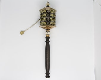 Tibetan Buddhist Handcrafted Hand Spinning Prayer Wheel Handheld ~ Nepal -HSM-5C