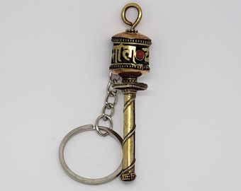 Mini Tibetan Buddhist Handcrafted Hand Spinning Small Prayer Wheel Keyring -HSM-11G