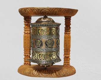 Tibetan Buddhist Handcrafted Spinning Prayer Wheel Wall Hanging Design ~ Nepal ~ WO-525