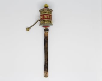 Tibetan Buddhist Handcrafted Hand Spinning Prayer Wheel Handheld ~ Nepal -HSM-6B