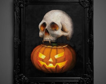 Not AI, Spooky Wall Decor, Art Print- "Vamp Pumpkin"  (1972)