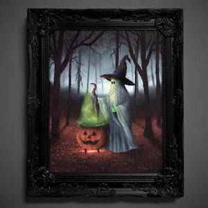 Not AI, Gary the Ghost, Whimsical Wall Decor, Art Print - "Spirit of Halloween" (1346)
