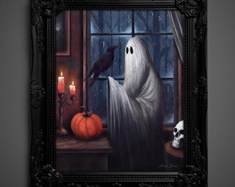 Not AI, Gary the Ghost, Whimsical Wall Decor, Art PrintPRINT - "The Storm's Veil" (1653)