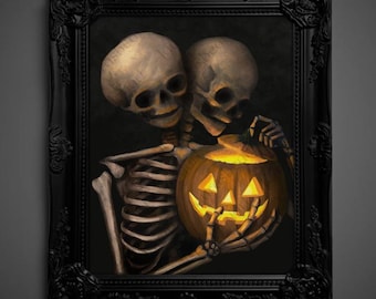 Not AI, Spooky Wall Decor, Art Print- "Bone Buddies"  (1969)