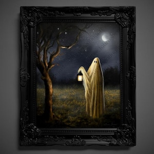 Não é IA, Gary o Fantasma, Decoração de Parede Fantástica, Impressão Artística - "A Noite" (1307)