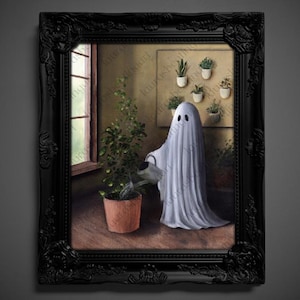 Not AI, Gary the Ghost, Whimsical Wall Decor, Art PrintPRINT - "Ghostly Green" (1553)
