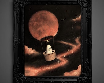 Not AI, Gary the Ghost, Whimsical Wall Decor, Art Print - "Dream Drifter" (1970)