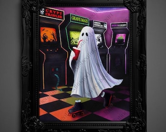 Not AI, Gary the Ghost, Whimsical Wall Decor, Art PrintPRINT - "Ghost1UP" (1671)