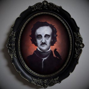Not AI, Spooky Wall Decor, Art Print- "Poe Portrait" (1463)