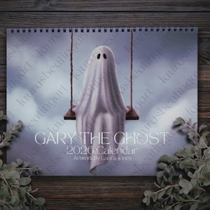 PROMO PRICE with print purchase only! 2026 Wall Calendar - Gary the Ghost, US Official Holidays & some observances