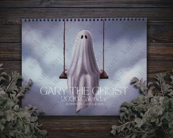 PROMO PRICE with print purchase only! 2026 Wall Calendar - Gary the Ghost, US Official Holidays & some observances