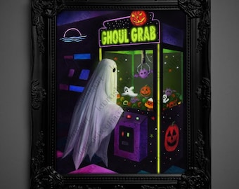 Not AI, Gary the Ghost, Whimsical Wall Decor, Art PrintPRINT - "Ghoul Grab" (1672)