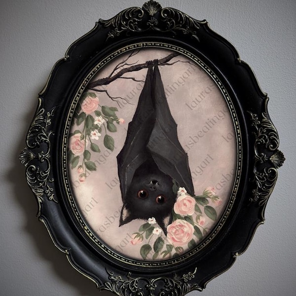 Human-Made Art (not AI) PRINT - "Bat Bouquet"  (1844)