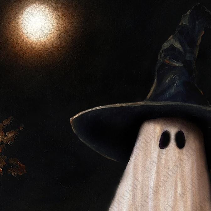 Not AI, Gary the Ghost, Whimsical Wall Decor, Art Print - 