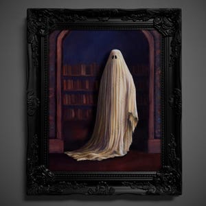 Not AI, Gary the Ghost, Whimsical Wall Decor, Art Print - "The Silence"  (1413)