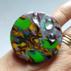 Big Ring,hand sculpted, glazed statement ring, one of a kind sculpture ring, (Jungle Baby), adjustable, perfect at any occasion.