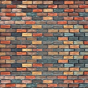 An Instant Download Coloured Brick wallpaper A4 PDF sheet 12th 24th and 48th Scale with fully adjustable jpeg, free postage