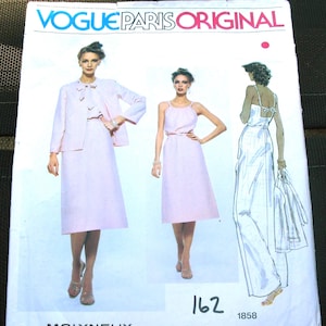 Vestido y traje de pantalón MOLYNEUX original de Vogue París vintage, patrón 1858 (talla 14)