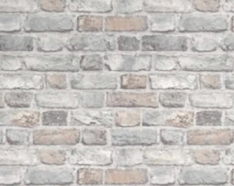 Dollhouse Grey Brick Wallpaper: A4 Sheet (Digital Download)