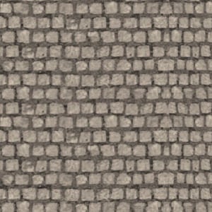 May include: A repeating pattern of small, light grey, rectangular stone blocks arranged in horizontal rows. The blocks have rounded edges and are separated by dark, recessed grout lines, creating a textured, grid-like surface appearance.