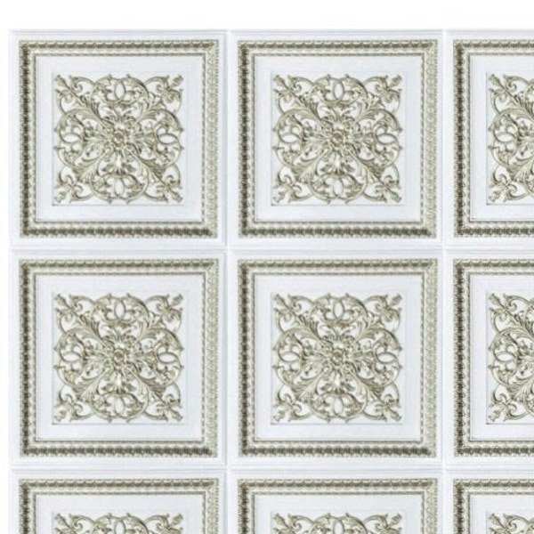 Roman Ceiling Tiles Instant Download Wallpaper on A4 PDF sheet shown in 12th scale With Adjustable Jpeg for 1:24th, G scale, 00 etc