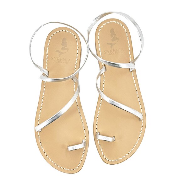 Silver Capri Sandals Flat handmade sandals Handmade in Italy