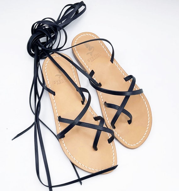 Buy Black Gladiator Sandals Handmade in Italy Lace up Black