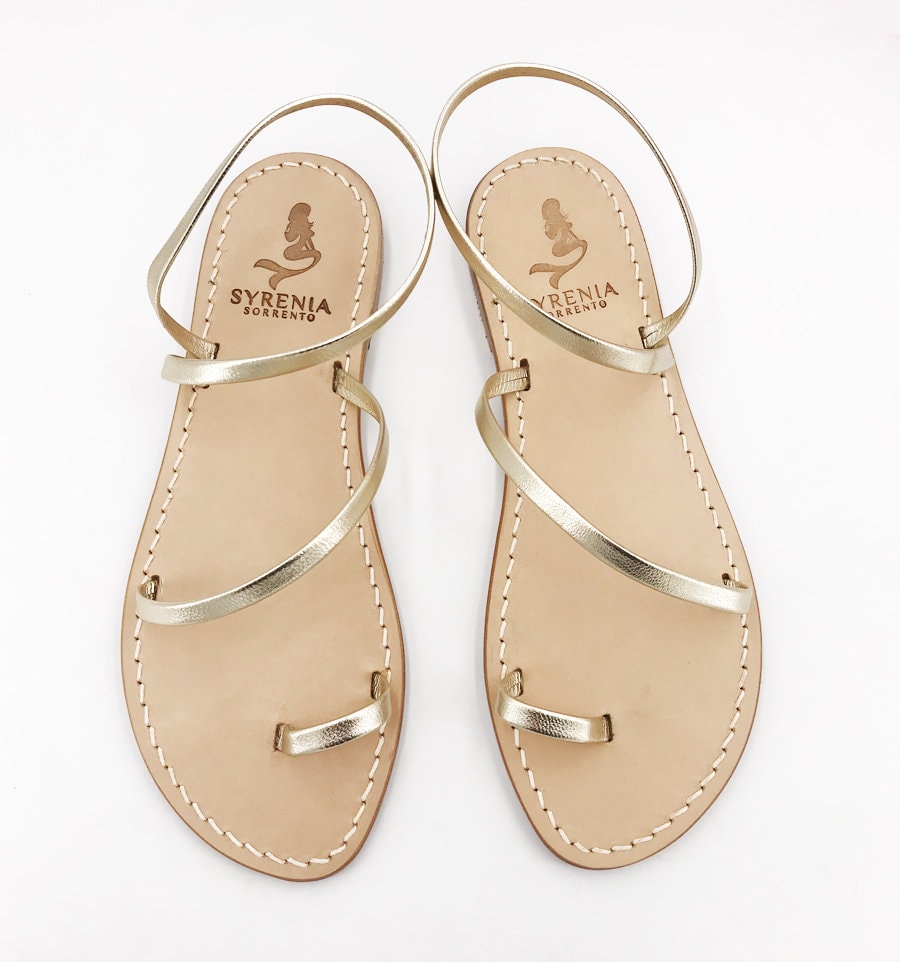 Gold Capri sandals handmade in Italy - Capri sandals in gold leather handmade to measure