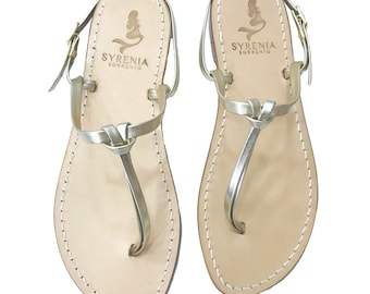 Sandalias Capri Doradas - Sandalias planas hechas a mano - Hecho a mano en Italia