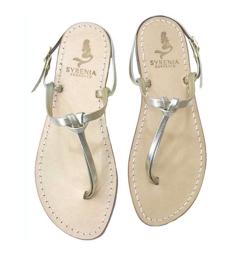 Gold Capri Sandals - Flat handmade Sandals - Handmade in Italy Gold Capri Sandals - Flat handmade Sandals - Handmade in Italy