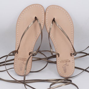 Gladiators sandals in gunmetal leather, capri style handmade in Italy