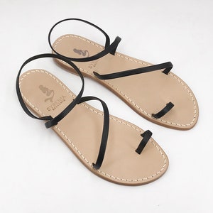 Black Capri sandals - Leather - Handmade in Italy