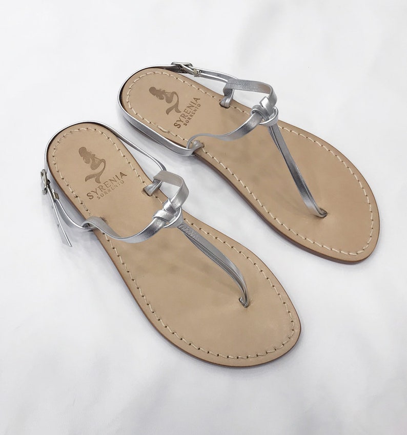 Flat handmade Sandals Handmade in Italy Silver Capri Sandals