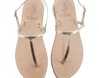 Sandalias Capri doradas Sandalias hechas a mano - Hechas a mano a medida en Italia - Sandalias Capri clásicas en cuero dorado