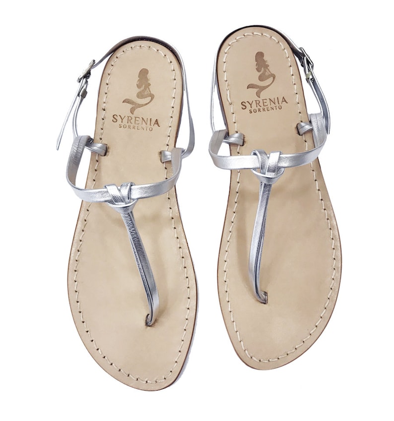 Flat handmade Sandals Handmade in Italy Silver Capri Sandals