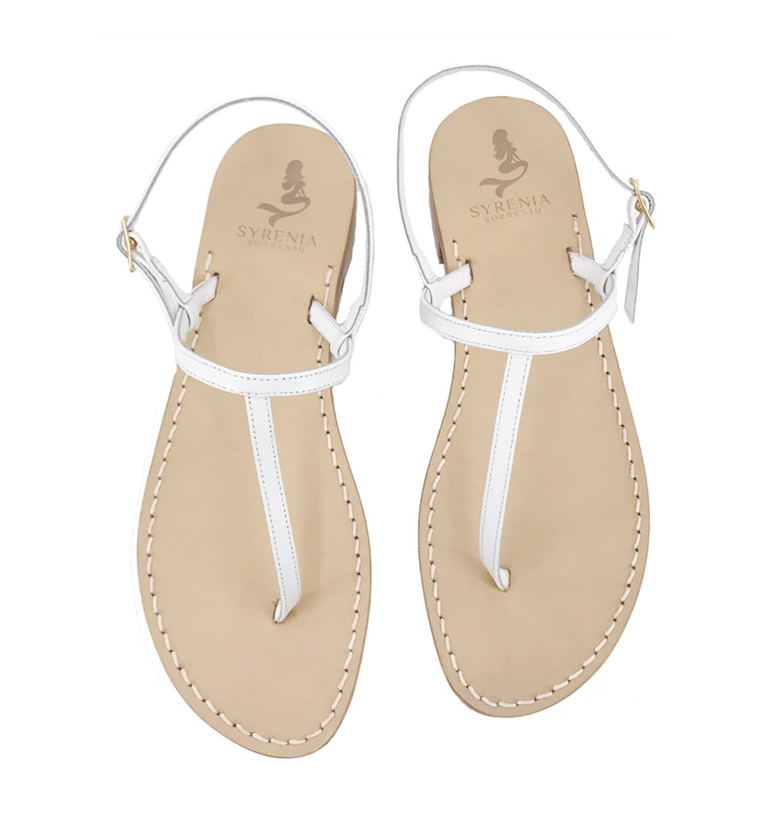 White Leather Capri Sandals Flat Sandals Handmade in Italy - Etsy