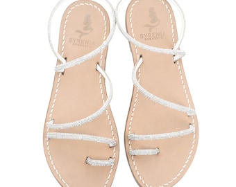 Capri sandal micropavè crystal, flat sandals handmade in Italy, flat jewel Capri sandals