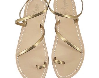 Capri sandals in bronze leather - Handmade in Italy - Handmade sandals in bronze leather