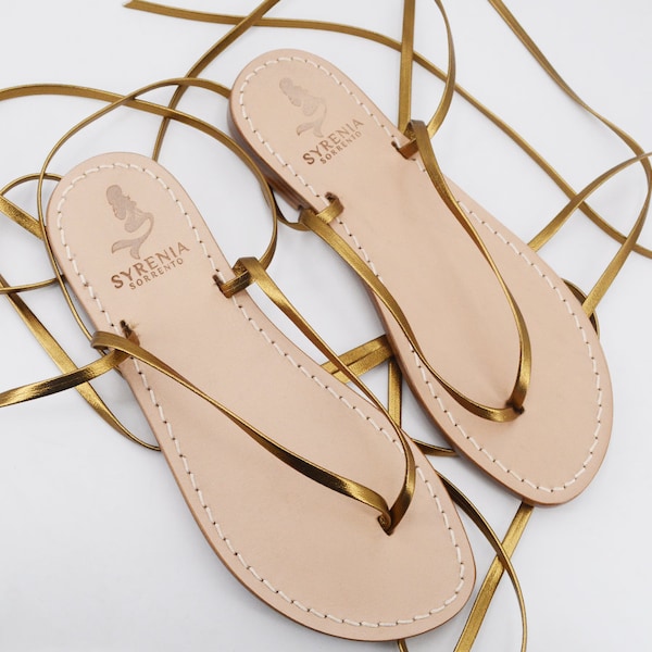 Bronze Gladiators sandals - Lace up sandals - Sandali alla schiava pelle bronzo - Made in Italy