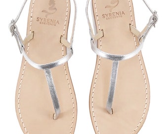 Silver Capri Sandals leather Handmade in Italy - classic Capri sandal in silver leather