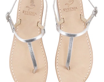 Silver Capri Sandals leather Handmade in Italy - classic Capri sandal in silver leather